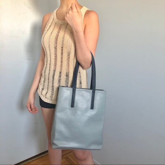 Matt & Nat Vegan Leather Light Blue Shoulder Tote - Picture 3 of 7